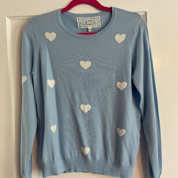 Pink Martini Light Blue with Hearts Sweater_Size X-Small_Never worn - Picture 1 of 6